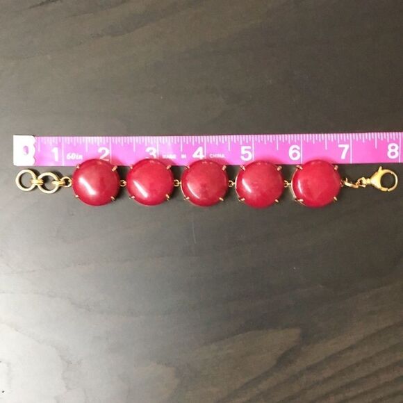 FOSSIL GOLD TONE,S/STEEL,5 SEMI PRECIOUS FUCHSIA GEMSTONES BRACELET JA6253710 - Picture 3 of 4